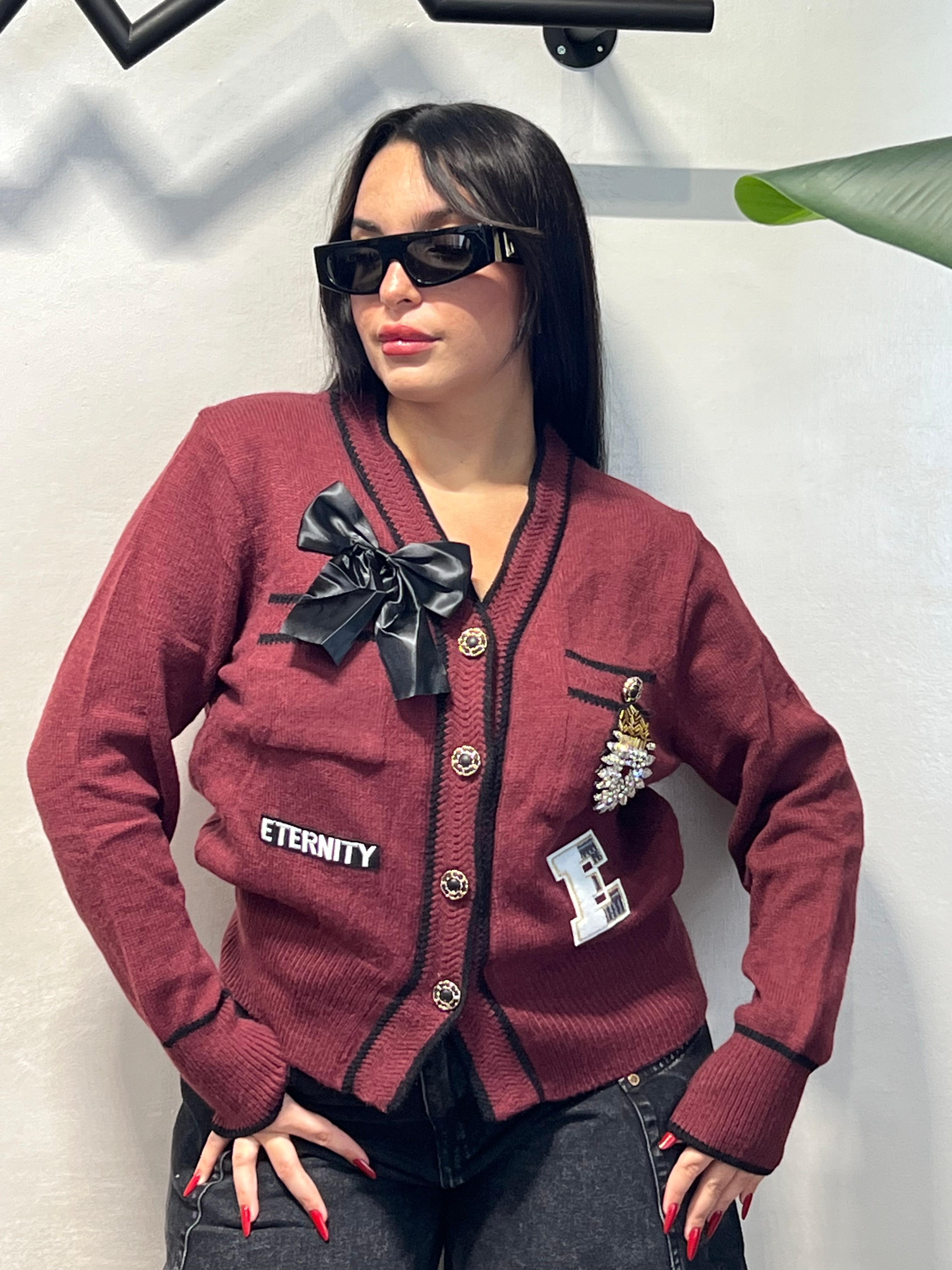 cardigan cuore sacro bordeaux